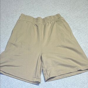OAK + FORT Tan Athletic Shorts Elastic Waist.  Size Small